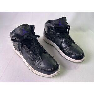 Nike Air Jordan 1 Mid SE Space Jam GS Black Patent Leather DV1337-004 Size 6Y